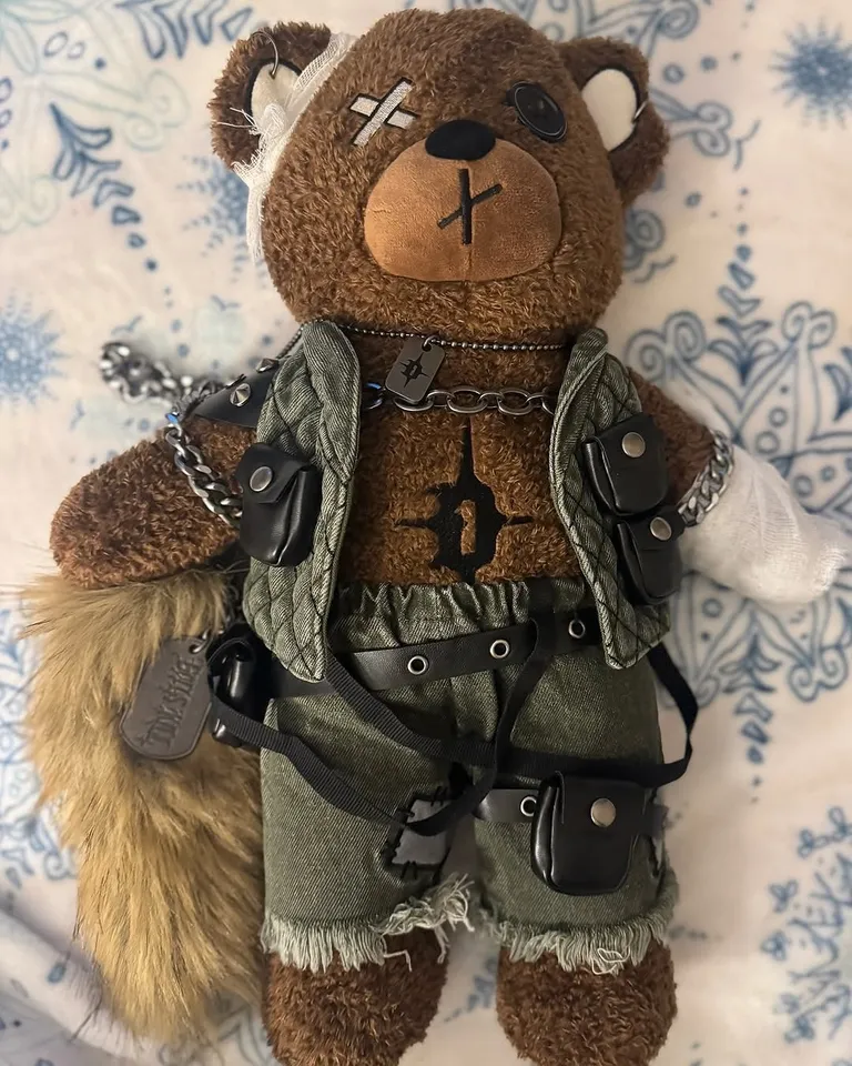 Bandaged Teddy Bear Shaped Plushie Darker Wavs - Multi – Dolls Kill
