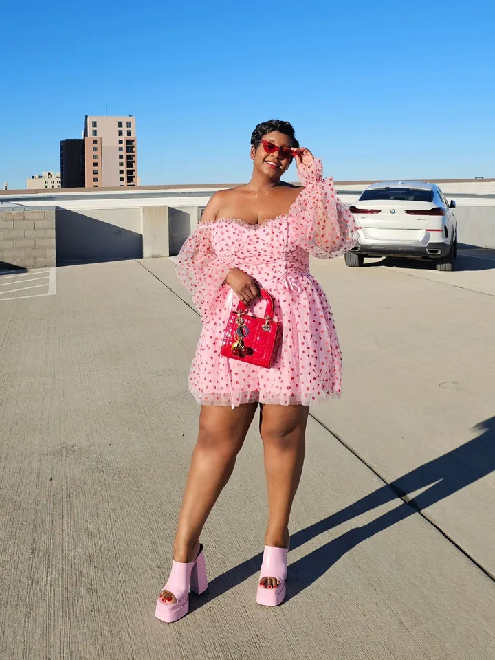 Plus Size Sugar Thrillz Tulle Heart Flocked Babydoll Mini Dress