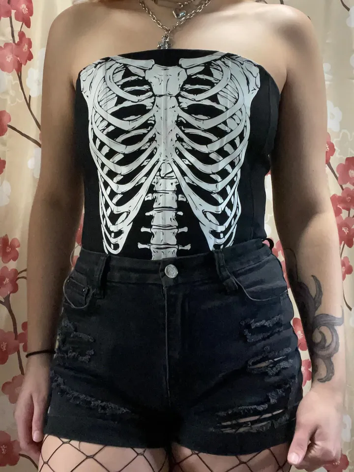 Trickz N Treatz Ribcage Tube Corset Top - Black/White – Dolls Kill