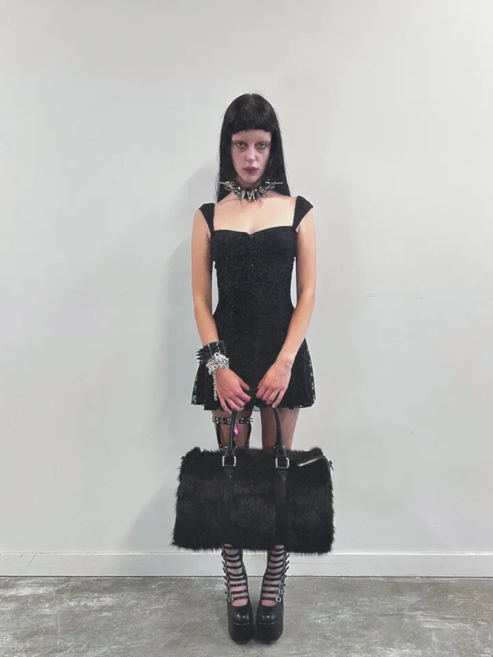 Current Mood Faux Fur Weekender With Handles And Shoulder Strap