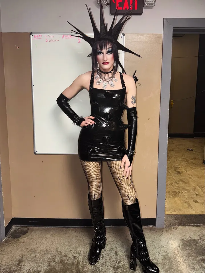 Womens PVC Spike Mini Dress - Black Dolls Kill Womens PVC Spike Mini Dress - Black Dolls Kill