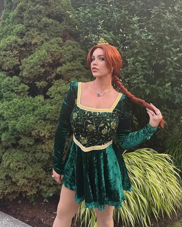 open lace back dress Amazon.com: Plus Size Shrek Fairy Godmother Costume for Women main image 0