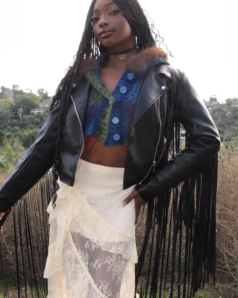 Current Mood Fringe Moto Jacket - Black Vegan Leather – Dolls Kill
