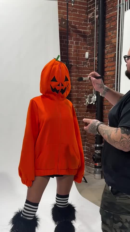 Womens Pumpkin Head Zip Up Hoodie Trickz N Treatz - Orange – Dolls