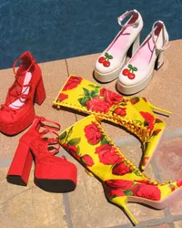 Sugar Thrillz Floral Lace Platform Heels - Red – Dolls Kill