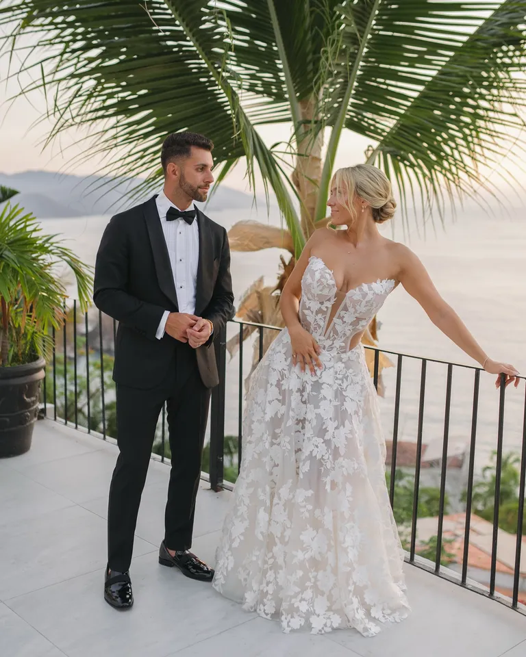 Sandy | Floral Lace A-line Corset Wedding Dress