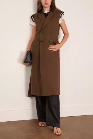 トップス sacai High Neck Knit Vest Dress Sacai Suiting Vest in Brown – Hampden Clothing