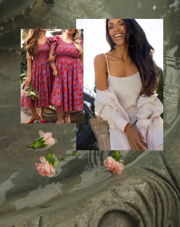 Marbella Dress in Green & Pink Pinstripe – Ivy City Co