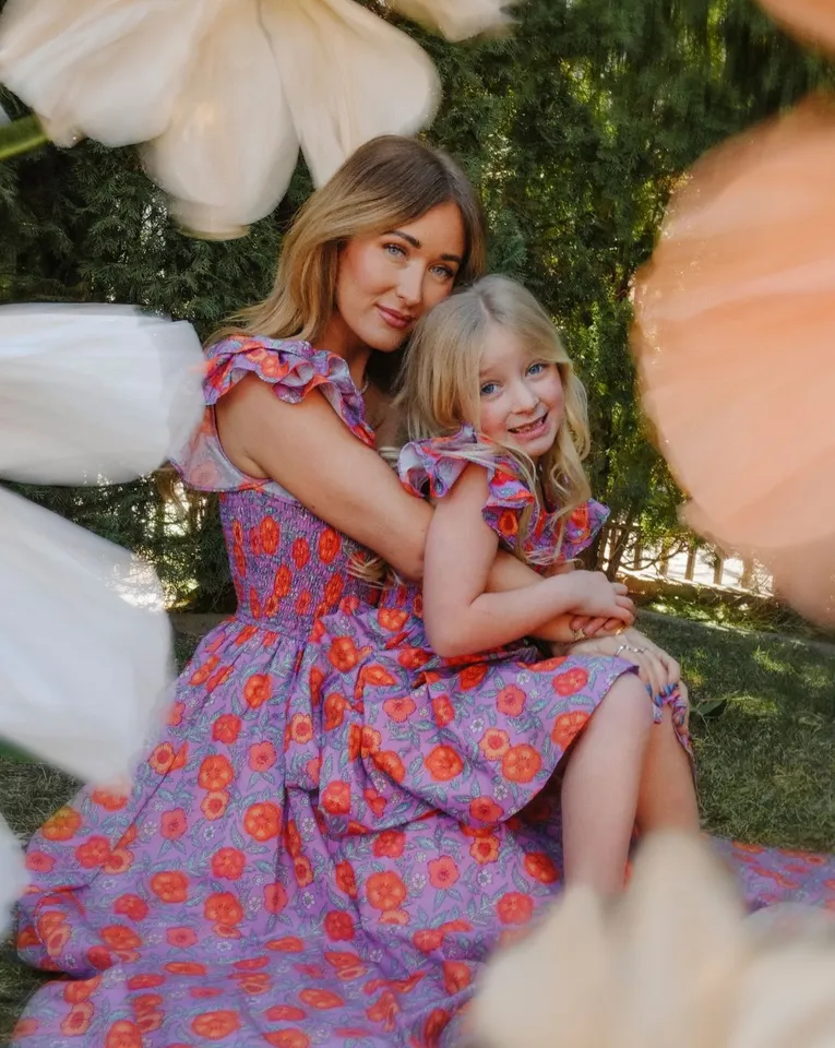 Mini Hattie Dress in Thistle Flower Poppy Woodblock – Ivy City Co