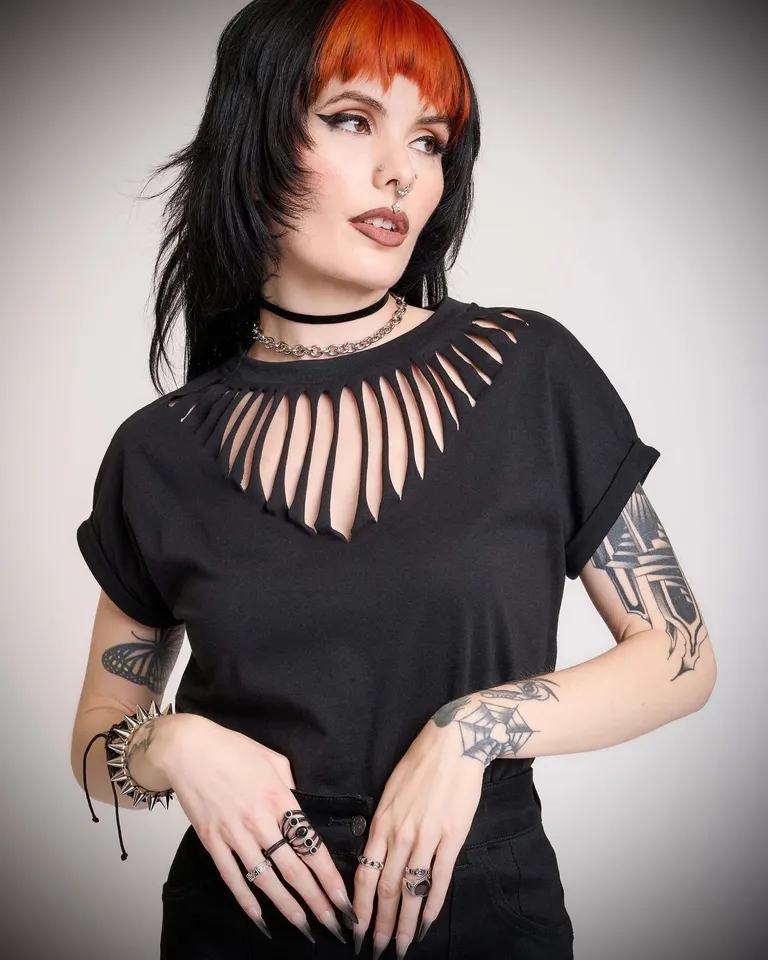 Buy the Slashed T-Shirt | Gothic Alt T-Shirt | Midnight Hour