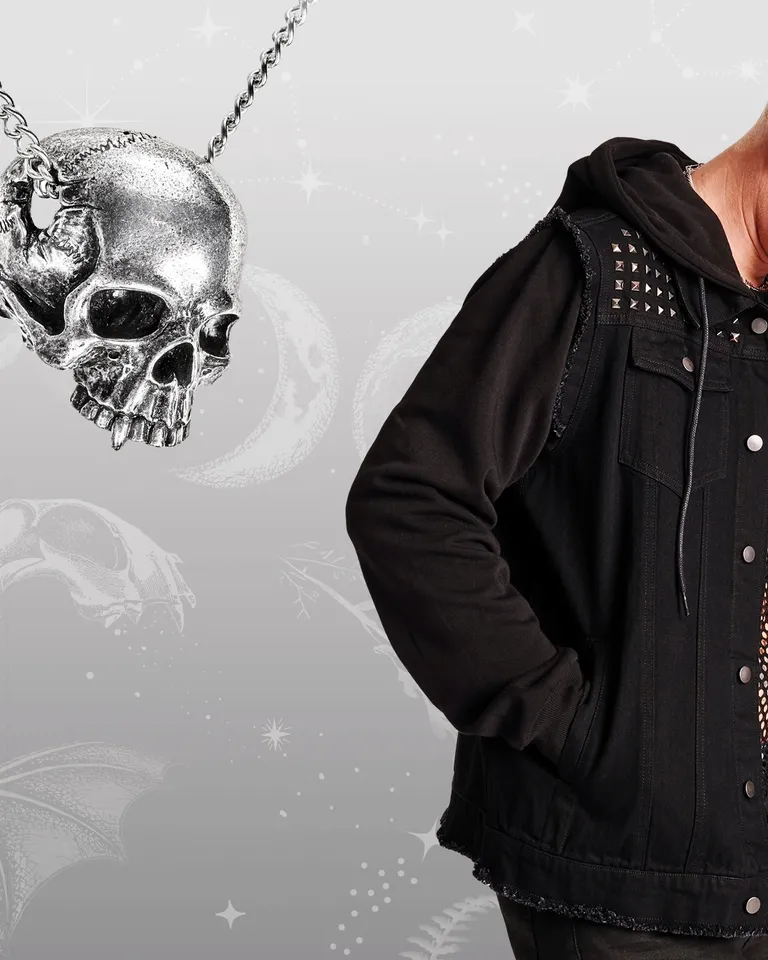 Studded Denim Jacket | Men's Gothic Jacket | Midnight Hour