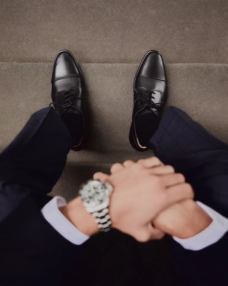 Osmium Black Leather Lace Up Dress Shoes - Bared Footwear
