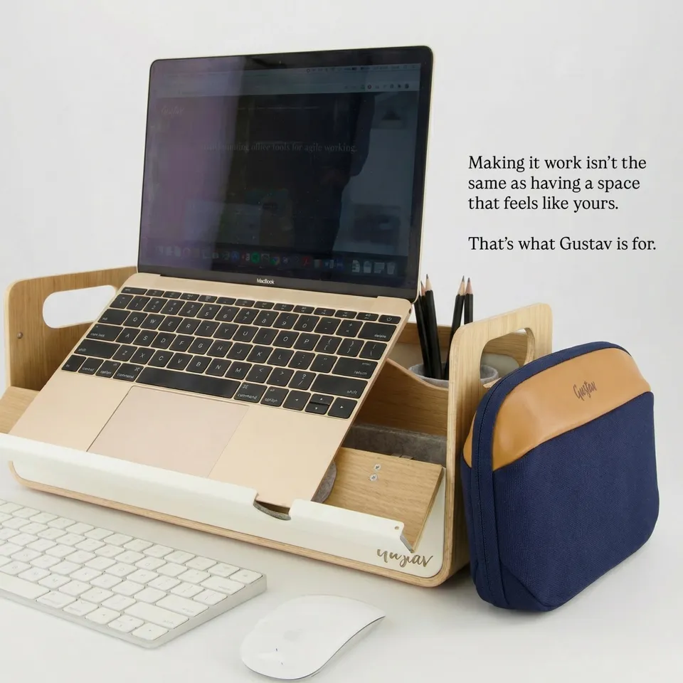Portable Desk Organizer and Laptop Stand - Gustav XL Black