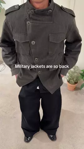 Asymmetric Overlap High-Collar Military Jacket