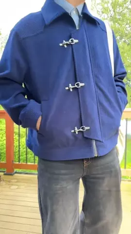 Fireman Clasp-Buckle Corduroy Collared Jacket