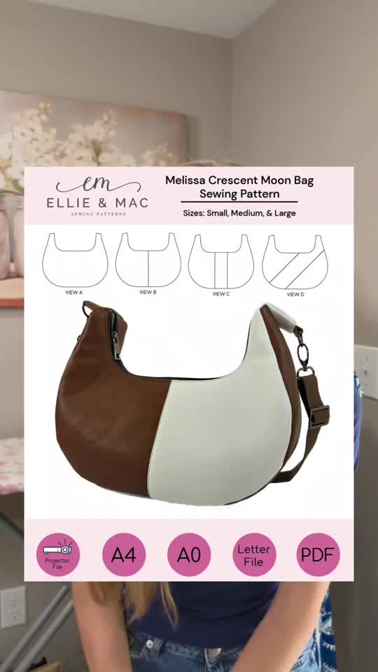 Have you been introduced to our newest bag pattern? This is the Melissa  Crescent Moon Bag