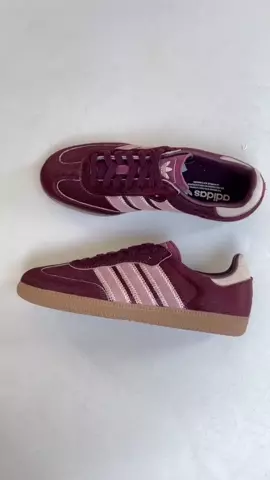 Details of our best selling adidas Originals Samba in Maroon Pony Hair